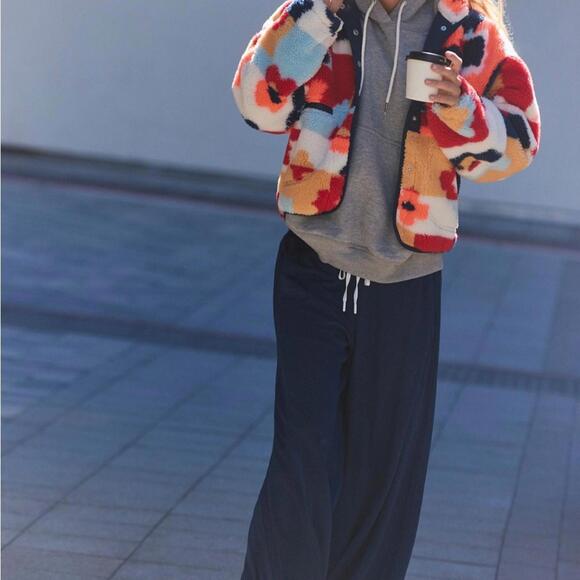 $198 FREE PEOPLE Movement Hit The Slopes Printed Fleece Jacket Sunset .Size XS - Picture 10 of 11